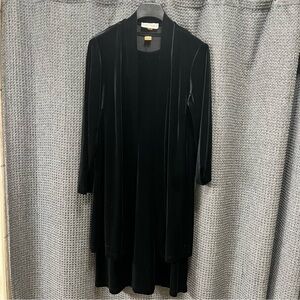 Roni Nicole Vintage Black Velour 2-Piece Dress & Open Front Jacket Set Size 16W